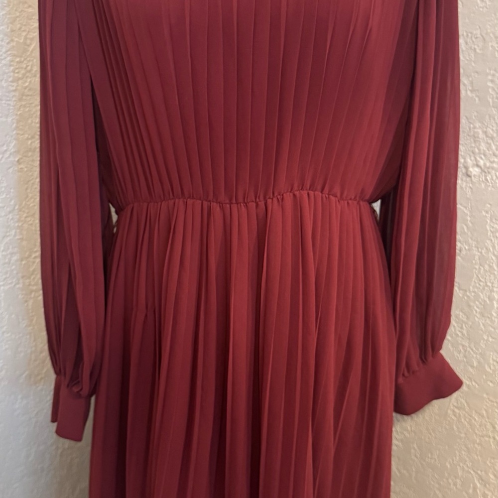 Zara Long Sleeve Maxi Dress in Burgundy - Picture 2 of 3